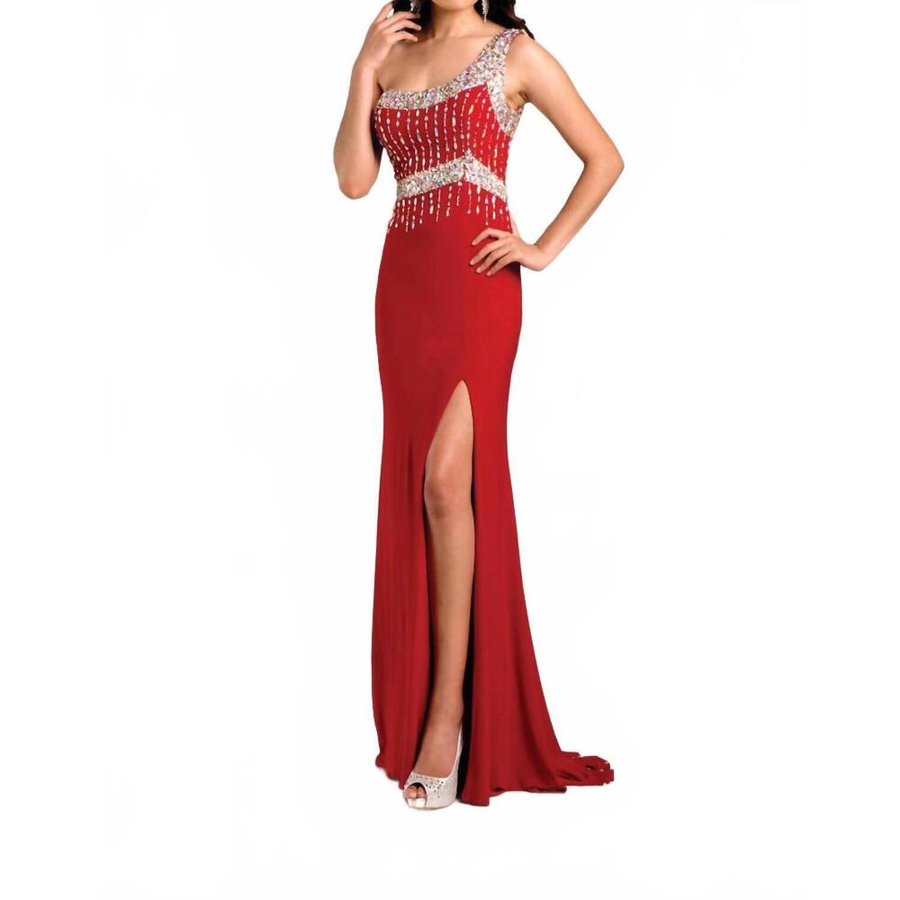 NEW KARISHMA CREATIONS one-shoulder maxi dress in red
